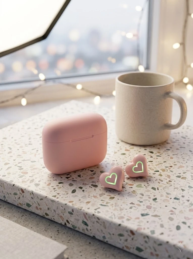 Наушники HEARTBUDS Spark розового цвета с подсветкой